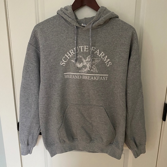 WOMANS GRAY SCHRUTE FARMS THE OFFICE HOODED SWEATSHIRT SIZE MEDIUM - Picture 1 of 3